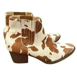 Cow Ankle Booties Faux Calf Hair